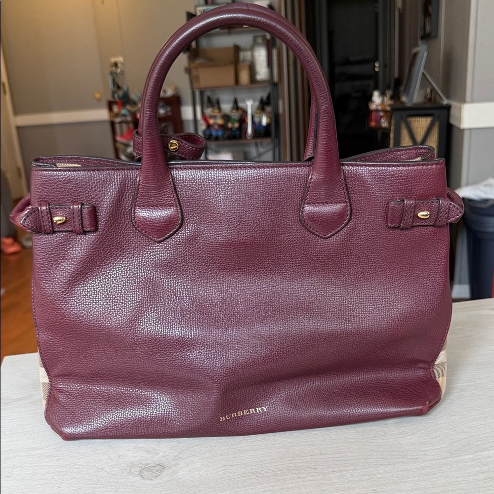 Burberry Burgundy Leather Satchel